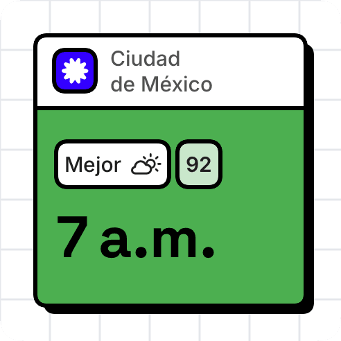 Widget pequeño de WeatherToRun con la mejor hora para correr