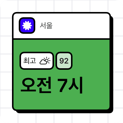 달리기 좋은 시간을 보여주는 소형 WeatherToRun 위젯